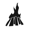 Vector illustration of campfire and fiery logo. Set of campfire and blaze stock symbol for web.