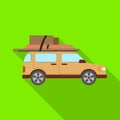 Isolated object of car and camper symbol. Web element of car and van stock vector illustration. Royalty Free Stock Photo