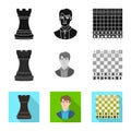 Vector illustration of checkmate and thin icon. Set of checkmate and target stock vector illustration. Royalty Free Stock Photo