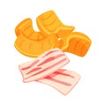 Isolated object of chips and bacon sign. Set of chips and flavor stock vector illustration.