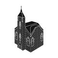 Vector illustration of church and catholic sign. Collection of church and medieval stock symbol for web.