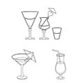 Vector illustration of cocktail and menu icon. Set of cocktail and margarita stock symbol for web. Royalty Free Stock Photo