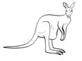 Isolated object coloring, black lines, white background. An animal is a canada, a kangaroo female. Raster