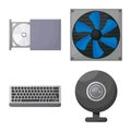 Vector illustration of computer and hardware logo. Collection of computer and component vector icon for stock. Royalty Free Stock Photo