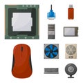 Isolated object of computer and hardware symbol. Set of computer and component vector icon for stock. Royalty Free Stock Photo