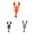 Vector illustration of crayfish and lobster icon. Collection of crayfish and boiled vector icon for stock.