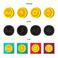 Isolated object of cryptocurrency and coin symbol. Collection of cryptocurrency and crypto vector icon for stock.