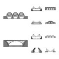 Isolated object of design and construct logo. Set of design and bridge stock symbol for web. Royalty Free Stock Photo