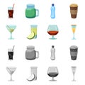 Vector illustration of drink and bar logo. Set of drink and party stock symbol for web.