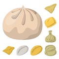 Vector illustration of dumplings and food sign. Collection of dumplings and stuffed vector icon for stock.