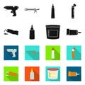 Vector illustration of equipment and stickies icon. Collection of equipment and fixing stock symbol for web.