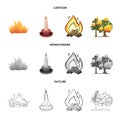 Isolated object of fire and flame logo. Set of fire and fireball vector icon for stock. Royalty Free Stock Photo