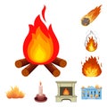 Vector illustration of fire and flame symbol. Set of fire and fireball stock symbol for web. Royalty Free Stock Photo