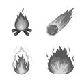 Isolated object of fire and flame symbol. Collection of fire and fireball vector icon for stock. Royalty Free Stock Photo