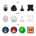 Isolated object of fire and flame symbol. Collection of fire and fireball vector icon for stock. Royalty Free Stock Photo