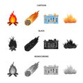 Vector illustration of fire and flame icon. Collection of fire and fireball stock vector illustration. Royalty Free Stock Photo