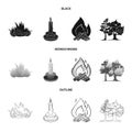 Vector illustration of fire and flame icon. Collection of fire and fireball stock vector illustration. Royalty Free Stock Photo