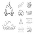 Vector illustration of fire and flame icon. Collection of fire and fireball stock vector illustration. Royalty Free Stock Photo