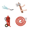 Isolated object of firefighters and fire icon. Set of firefighters and equipment stock vector illustration.