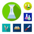 Isolated object of flask and laboratory logo. Set of flask and equipment vector icon for stock. Royalty Free Stock Photo