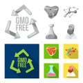 Vector illustration of genetic and plant icon. Collection of genetic and biotechnology stock symbol for web. Royalty Free Stock Photo