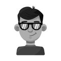 Isolated object of guy and contempt logo. Set of guy and glasses stock symbol for web.