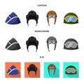 Vector illustration of headdress and clothing sign. Collection of headdress and armed vector icon for stock.