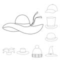 Isolated object of headgear and napper logo. Collection of headgear and helmet stock vector illustration.
