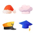 Isolated object of headwear and cap logo. Collection of headwear and accessory vector icon for stock. Royalty Free Stock Photo