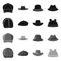 Isolated object of headwear and cap logo. Collection of headwear and accessory vector icon for stock. Royalty Free Stock Photo