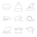 Isolated object of headwear and cap symbol. Collection of headwear and accessory stock vector illustration. Royalty Free Stock Photo