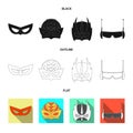 Isolated object of hero and mask sign. Set of hero and superhero stock vector illustration.