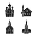 Vector illustration of house and parish logo. Set of house and building vector icon for stock. Royalty Free Stock Photo