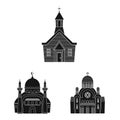 Vector illustration of house and parish icon. Set of house and building stock vector illustration. Royalty Free Stock Photo