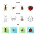 Vector illustration of insect and fly sign. Set of insect and element stock symbol for web. Royalty Free Stock Photo