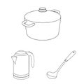 Vector illustration of kitchen and cook symbol. Set of kitchen and appliance stock symbol for web.