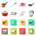 Isolated object of kitchen and cook symbol. Set of kitchen and appliance stock vector illustration.