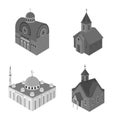 Isolated object of landmark and clergy symbol. Set of landmark and religion vector icon for stock. Royalty Free Stock Photo