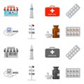 Vector illustration of pharmacy and hospital logo. Set of pharmacy and business stock symbol for web.