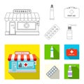 Isolated object of pharmacy and hospital icon. Set of pharmacy and business vector icon for stock.