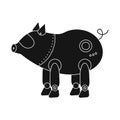 Isolated object of pig and robotic icon. Set of pig and cybernetics stock symbol for web.