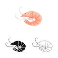 Vector illustration of prawn and raw sign. Collection of prawn and cooked vector icon for stock.