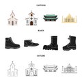 Isolated object of religion and wedding icon. Set of religion and house stock symbol for web. Royalty Free Stock Photo