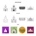 Vector illustration of religion and wedding logo. Collection of religion and house stock symbol for web. Royalty Free Stock Photo