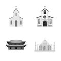 Vector illustration of religion and wedding symbol. Set of religion and house stock symbol for web. Royalty Free Stock Photo