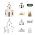 Isolated object of religion and wedding symbol. Set of religion and house vector icon for stock. Royalty Free Stock Photo