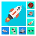 Vector illustration of science and cosmic  icon. Set of science and technology  stock symbol for web. Royalty Free Stock Photo