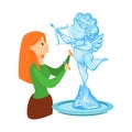 Vector illustration of sculpture and ice symbol. Collection of sculpture and angel stock symbol for web.