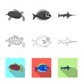 Isolated object of sea and animal sign. Set of sea and marine vector icon for stock. Royalty Free Stock Photo