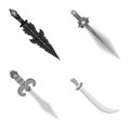 Vector illustration of sharp and blade  symbol. Set of sharp and dagger  stock symbol for web. Royalty Free Stock Photo